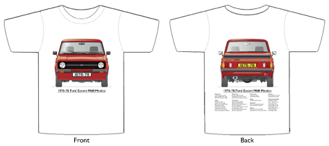 Ford Escort MkII Mexico 1976-78 T-shirt Front & Back